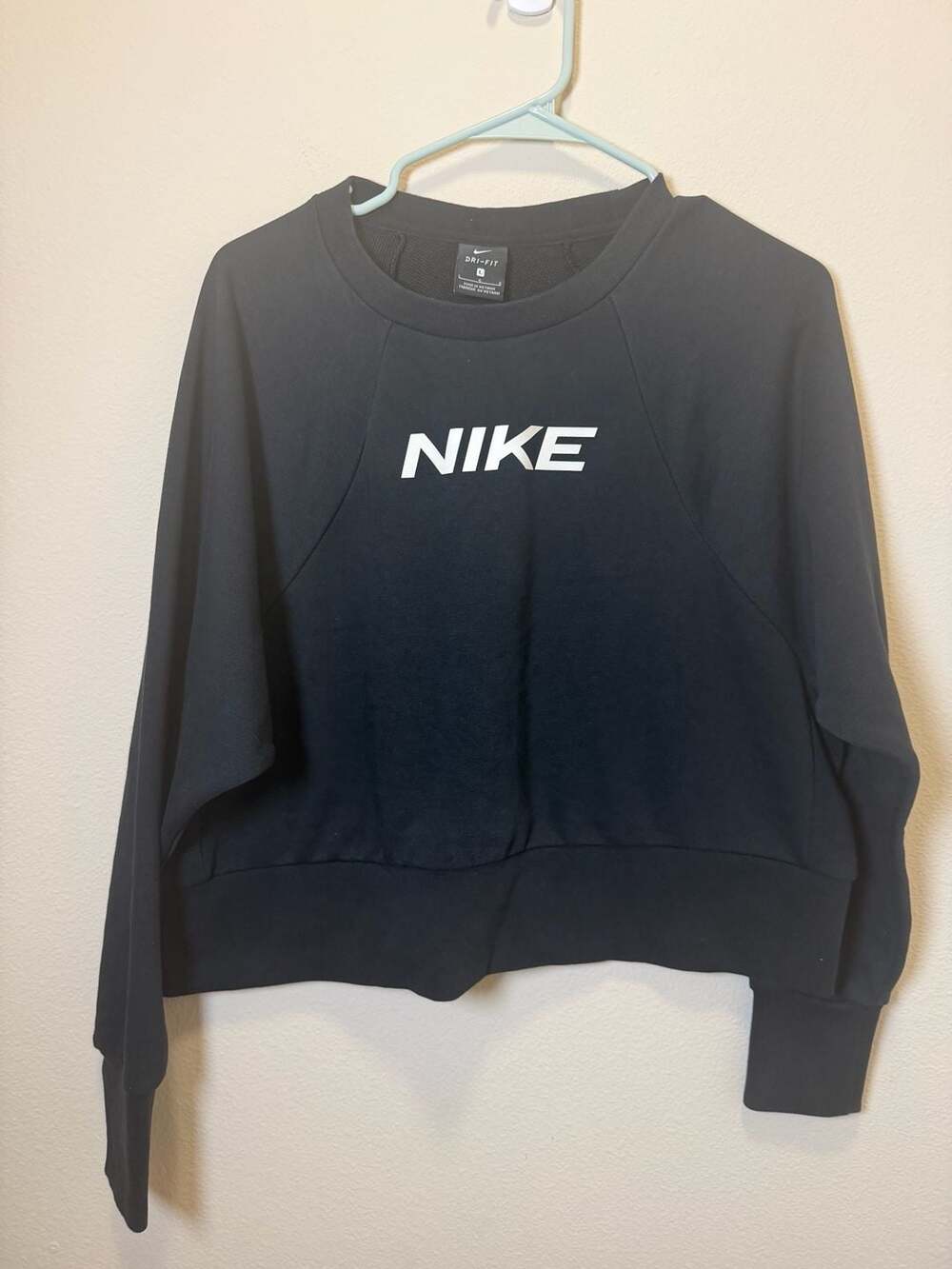 Nike Dri-FIT Get Fit Logo Printed Crewneck Casual Sports Sweatshirt Women Black